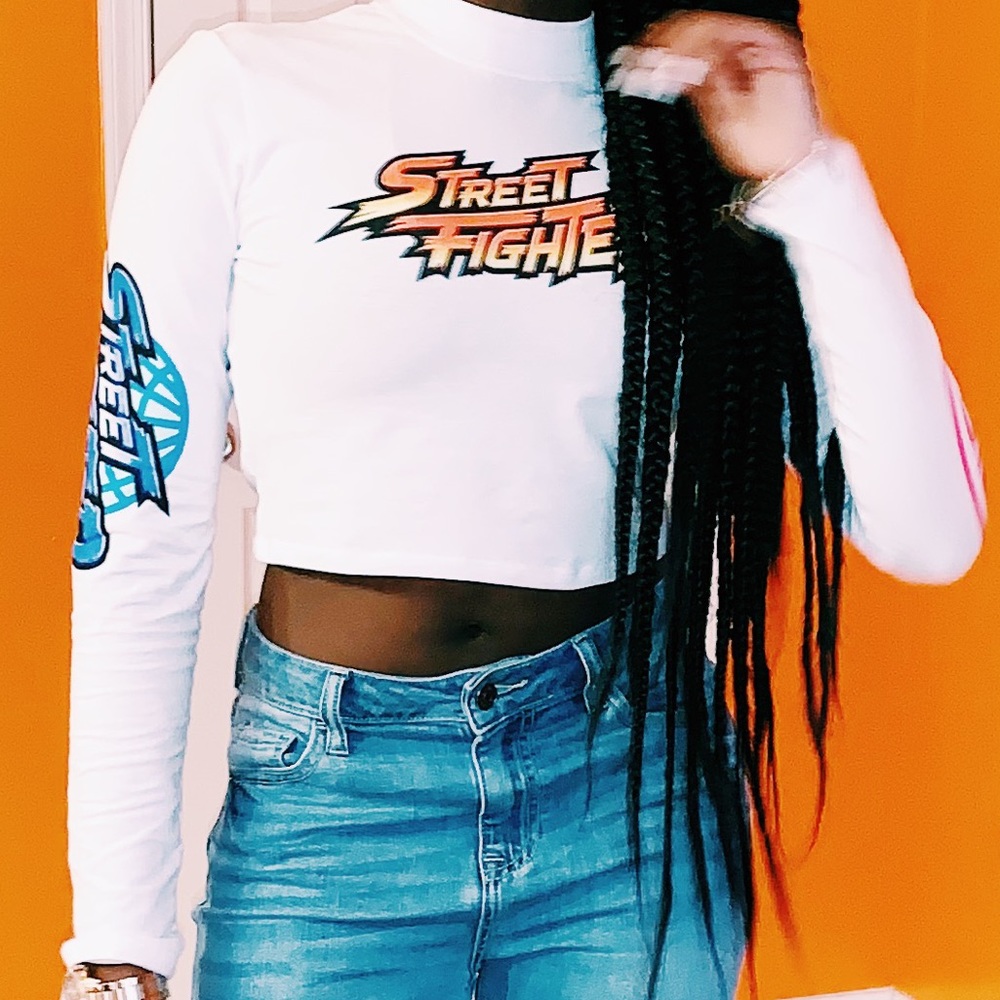 “Street Fighter / Knockout” Long Sleeve Crop Top